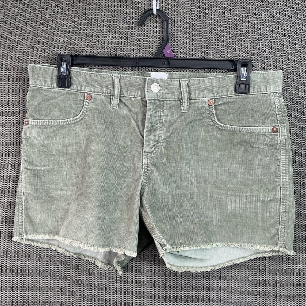 Gap Women's Olive Green Corduroy Cut-Off Shorts Size 12 Distressed Freayed Hem